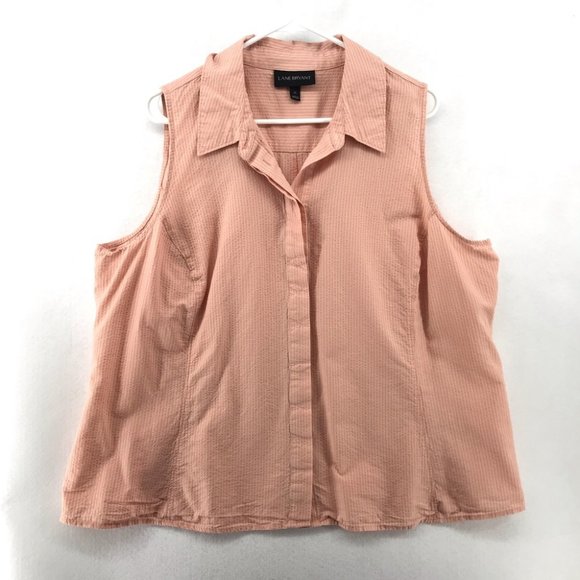 Lane Bryant Tops - 🌿 Lane Bryant Peach Striped Sleeveless Blouse
